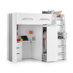 Julian Bowen Pegasus 90Cm Single White And Silver Highsleeper Loft Bed With Desk - thumbnail 2