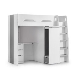 Julian Bowen Pegasus 90Cm Single White And Silver Highsleeper Loft Bed With Desk - thumbnail 4