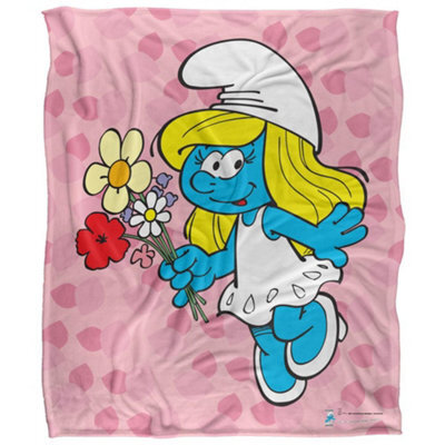 The Smurfs Silky Smurfette Supersoft Blanket Pink/blue/white (One Size) - image 1