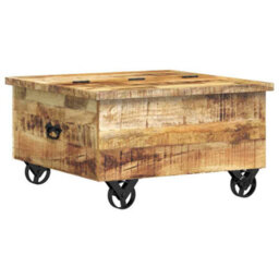 Berkfield Industrial Coffee Table Rough Mango Wood 70X70X40 Cm - thumbnail 8