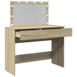 Berkfield Dressing Table With Led Sonoma Oak 100X40X120 Cm - thumbnail 9