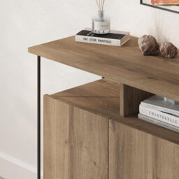 Fwstyle Cornea 2 Door Open Shelf Dark Oak Sideboard Storage Unit (H) 80 (W) 80 (D) 40Cm - thumbnail 3