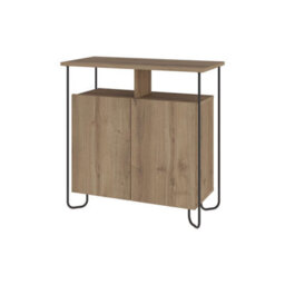 Fwstyle Cornea 2 Door Open Shelf Dark Oak Sideboard Storage Unit (H) 80 (W) 80 (D) 40Cm - thumbnail 4