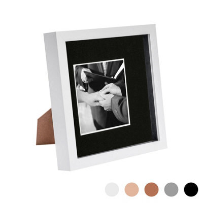 "Nicola Spring 8 X 8"" Photo Frame - White/black Mount - 3D Photo Frame Picture Frame Box Portrait Display Case (4 X 4"" Mount)" - image 1