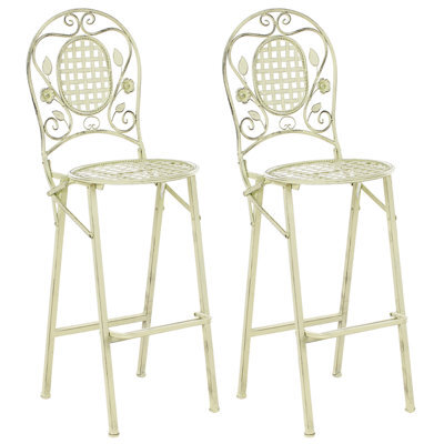 Beliani Set Of 2 Garden Bar Chairs Bivio Folding Metal Light Green - image 1