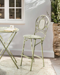 Beliani Set Of 2 Garden Bar Chairs Bivio Folding Metal Light Green - thumbnail 2