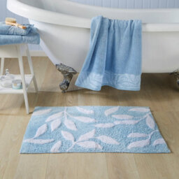 Dreams & Drapes Lacie 100% Cotton Blue Crushed Leaf Pattered Towel - thumbnail 4