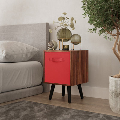 Urbn-Living Urbnliving 51Cm Height Beech Wooden Cube Storage Bookcase Red Inserts Scandinavian Black Legs - image 1