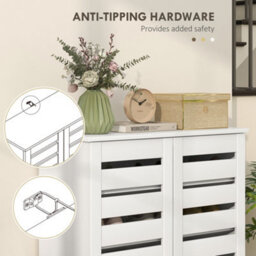 Homcom Shoe Storage Cabinet With Slatted Doors For 15 Pairs Of Shoes White - thumbnail 7