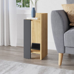 Decortie Elos Modern Narrow Right Module Bedside Table Nightstand 25Cm Drop-Door Storage Oak - Anthracite Grey - thumbnail 7