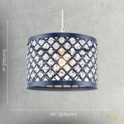 Happy Homewares Modern Ornate Navy Blue Metal Pendant Shade With Clear Acrylic Beads - thumbnail 7