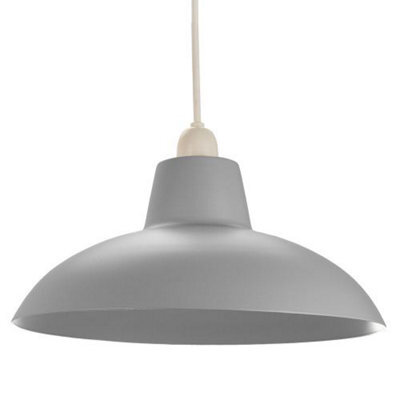 Happy Homewares Industrial Retro Designed Matt Grey Curved Metal Ceiling Pendant Light Shade - image 1