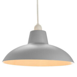 Happy Homewares Industrial Retro Designed Matt Grey Curved Metal Ceiling Pendant Light Shade - thumbnail 2
