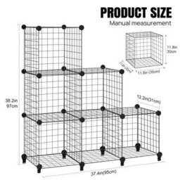6 Cube Storage Shelf Wire Metal Grid Diy Modular Cabinet Bookcase Bookshelf - thumbnail 2