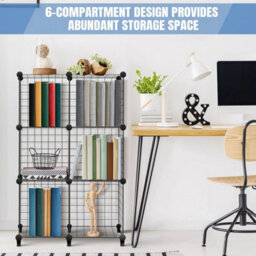 6 Cube Storage Shelf Wire Metal Grid Diy Modular Cabinet Bookcase Bookshelf - thumbnail 6