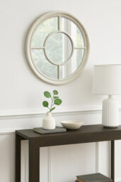 Aspect Furniture Covingtion Farmhouse Round Mirror/window Mirror-Distressed White - thumbnail 2