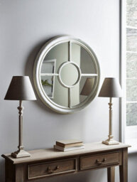 Aspect Furniture Covingtion Farmhouse Round Mirror/window Mirror-Distressed White