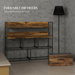 Wyld Haus Yoyota 5-Drawer Fabric And Wood Chest - Rustic Brown, Black Steel Frame, 98 X 29 X 85 Cm - thumbnail 6
