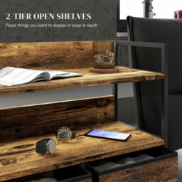 Wyld Haus Yoyota 5-Drawer Fabric And Wood Chest - Rustic Brown, Black Steel Frame, 98 X 29 X 85 Cm - thumbnail 5