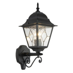Happy Homewares Traditional Matte Black Cast Aluminium Outdoor Wall Light With Cathedral Glass - thumbnail 2