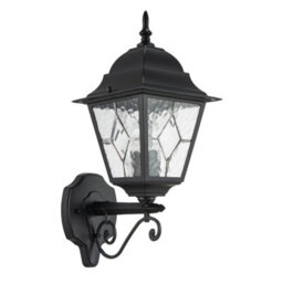 Happy Homewares Traditional Matte Black Cast Aluminium Outdoor Wall Light With Cathedral Glass - thumbnail 1