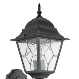 Happy Homewares Traditional Matte Black Cast Aluminium Outdoor Wall Light With Cathedral Glass - thumbnail 4
