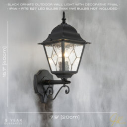 Happy Homewares Traditional Matte Black Cast Aluminium Outdoor Wall Light With Cathedral Glass - thumbnail 6