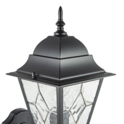 Happy Homewares Traditional Matte Black Cast Aluminium Outdoor Wall Light With Cathedral Glass - thumbnail 5