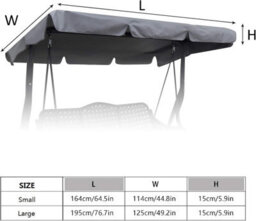 Replacement Canopy For 3-Seater Garden Swing, Universal Outdoor Waterproof Cover - thumbnail 2