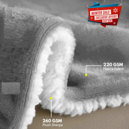 Ameha Silver Sherpa Fleece Blanket Soft Thick Fluffy & Reversible Throw For Couch Bed Sofa Super King 230X270 Cm