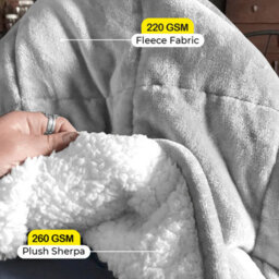 Ameha Silver Sherpa Fleece Blanket Soft Thick Fluffy & Reversible Throw For Couch Bed Sofa Super King 230X270 Cm - thumbnail 6