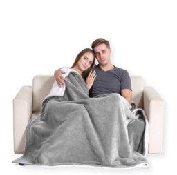 Ameha Silver Sherpa Fleece Blanket Soft Thick Fluffy & Reversible Throw For Couch Bed Sofa Super King 230X270 Cm - thumbnail 5
