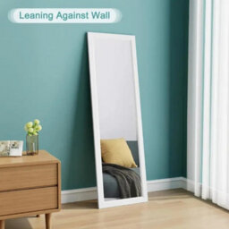 "48"" Over Door Wall Mirror - Modern Space Saving Full Body Mirror With Hooks & Screws - Mirror For Bedroom & Bathroom - (Black)" - thumbnail 6