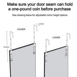 "48"" Over Door Wall Mirror - Modern Space Saving Full Body Mirror With Hooks & Screws - Mirror For Bedroom & Bathroom - (Black)" - thumbnail 5