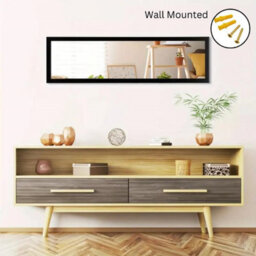 "48"" Over Door Wall Mirror - Modern Space Saving Full Body Mirror With Hooks & Screws - Mirror For Bedroom & Bathroom - (Black)" - thumbnail 4