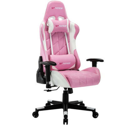 Gtforce Pro Gt Reclining Sports Racing Gaming Office Desk Pc Car Faux Leather Chair (Pink) - image 1