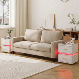 Led Bedside Table Nightstand With Charging Station - thumbnail 5