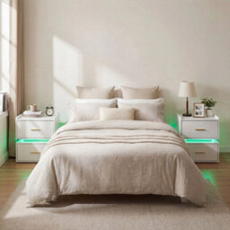 Led Bedside Table Nightstand With Charging Station - thumbnail 4
