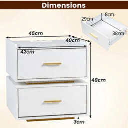 Led Bedside Table Nightstand With Charging Station - thumbnail 2