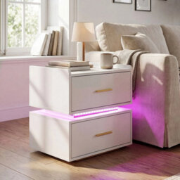 Led Bedside Table Nightstand With Charging Station - thumbnail 6