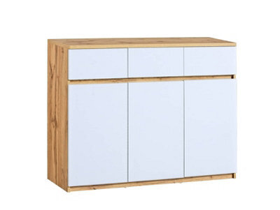 Arte Arca Ar6 Sideboard Cabinet 120Cm - Modern Two-Tone Design, H940mm W1200mm D400mm In Oak Wotan & Arctic White - image 1