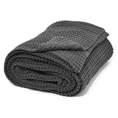 Nielsen Alen Coarse Knitted Large Throw Blanket - Dark Grey - image 1