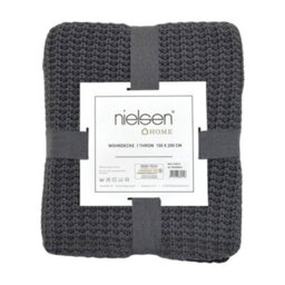 Nielsen Alen Coarse Knitted Large Throw Blanket - Dark Grey - thumbnail 3