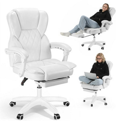 White Office Desk Chair High Back Adjustable Height Ergonomic Swivel Computer Chair - image 1