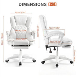 White Office Desk Chair High Back Adjustable Height Ergonomic Swivel Computer Chair - thumbnail 2
