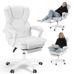 White Office Desk Chair High Back Adjustable Height Ergonomic Swivel Computer Chair