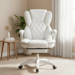 White Office Desk Chair High Back Adjustable Height Ergonomic Swivel Computer Chair - thumbnail 6