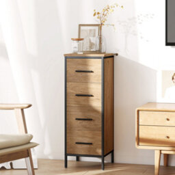 Homcom Narrow Bathroom Storage Cabinet With 4 Drawers For Small Spaces, Oak - thumbnail 8