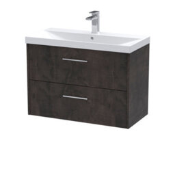 Hudson Reed Juno Wall Hung 2 Drawer Vanity Unit With Thin-Edge 1 Tap Hole Basin, Metallic Slate, 810 X 395 mm - thumbnail 4
