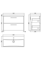 Hudson Reed Juno Wall Hung 2 Drawer Vanity Unit With Thin-Edge 1 Tap Hole Basin, Metallic Slate, 810 X 395 mm - thumbnail 7
